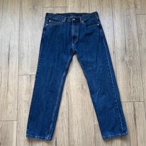 Levi’s 505 Mens 38x32 Dark Blue Straight Leg Jeans Cotton Denim Classic Fit